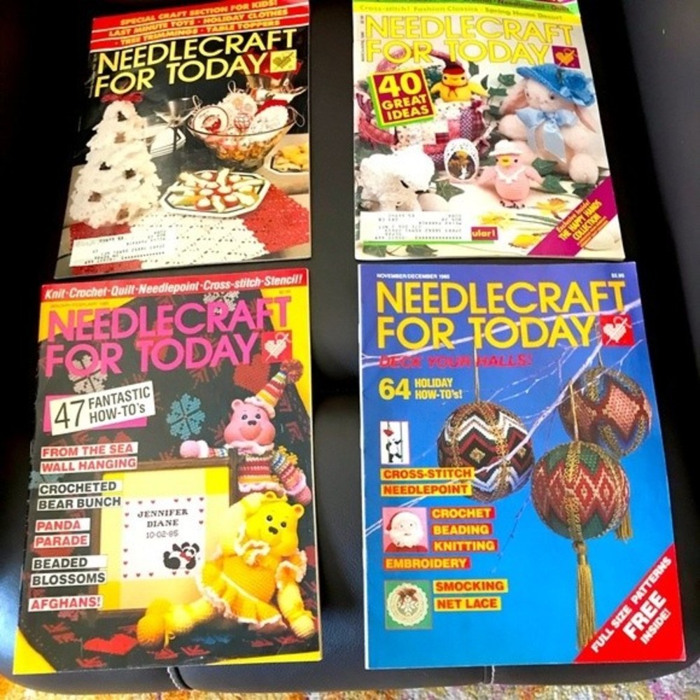 4 Needlecraft Today Vintage Magazines Cross-Stitch Needlepoint Crochet K…